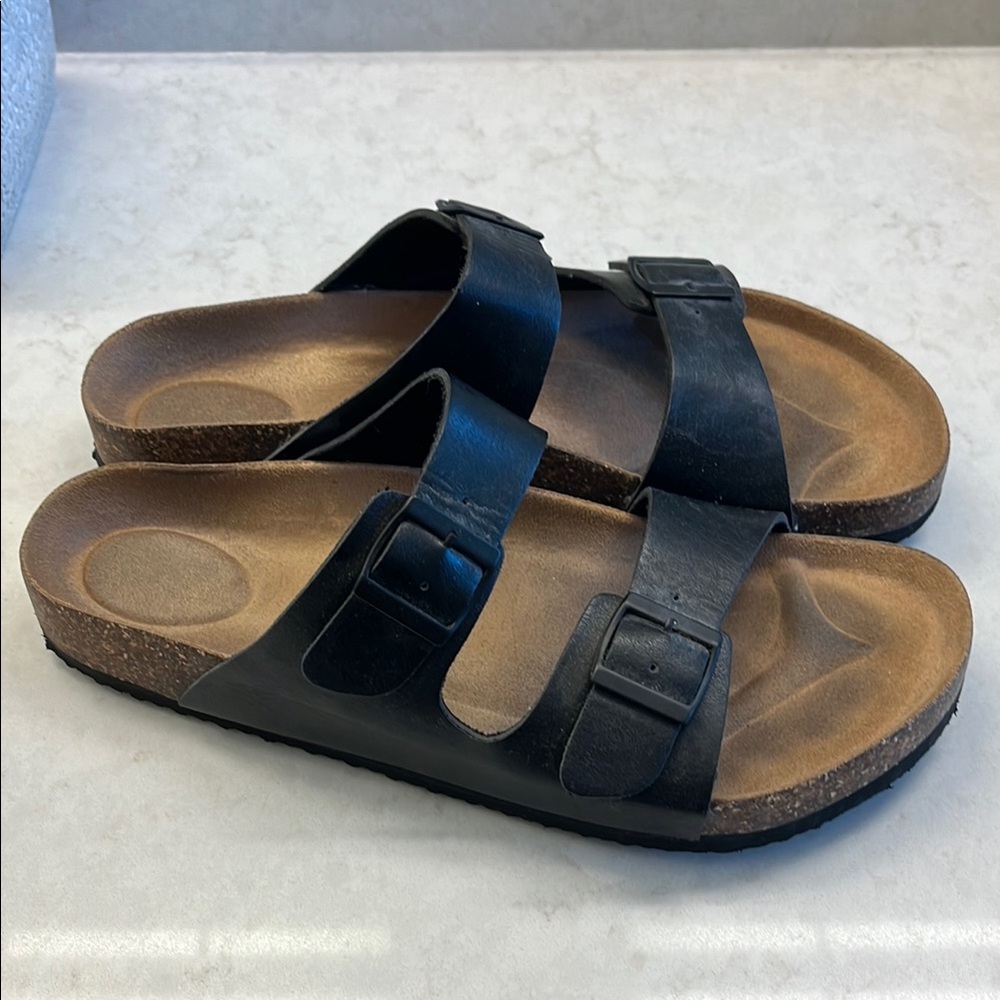 Black Double Strap Sandals